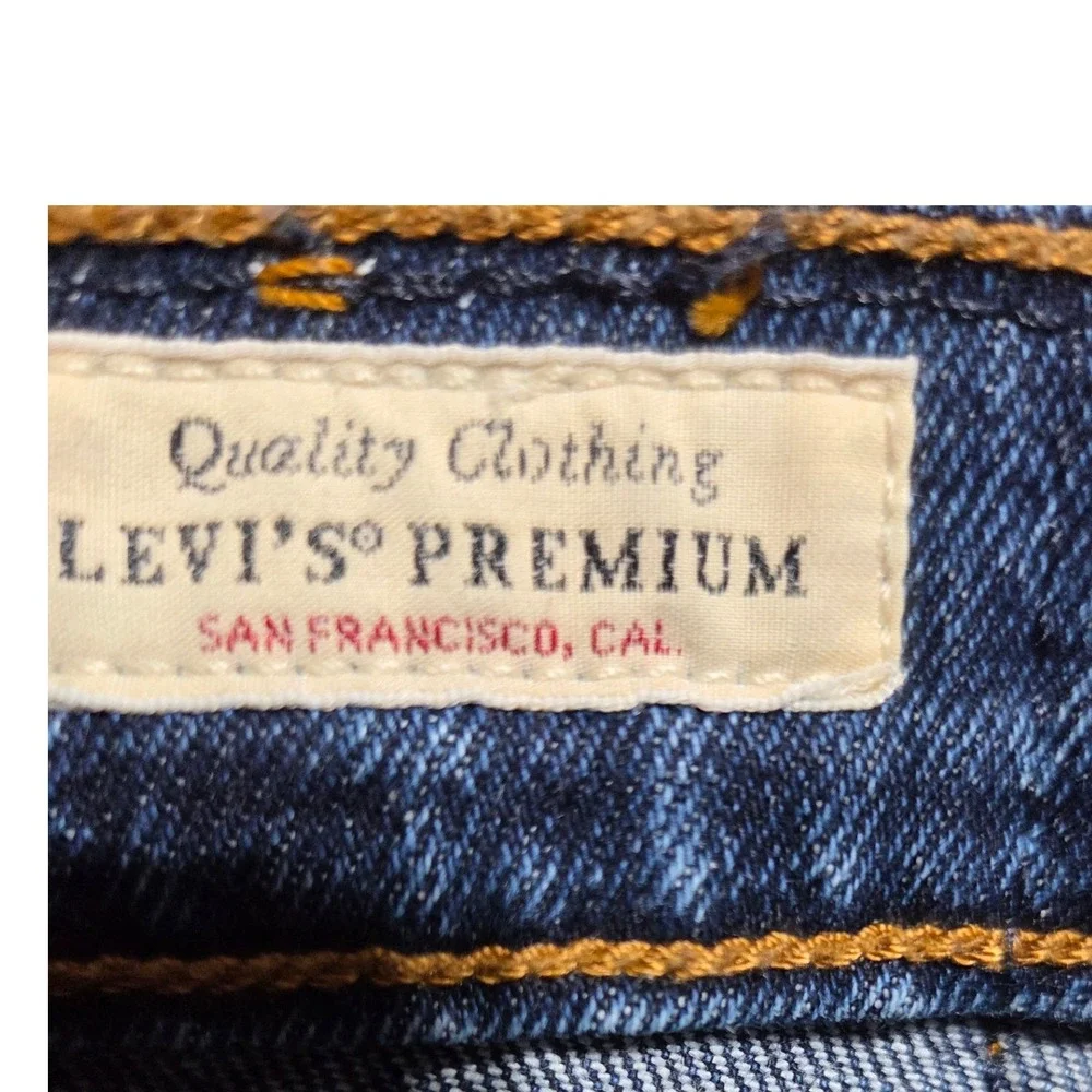 Levi's Ribcage Bell Jeans Womens 27 Blue Big E High Rise Flare Raw Hem 00088